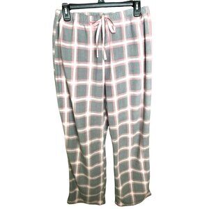 Dip Brand Gray/Pink Plaid Fleece Pink Ribbon PJ Bottoms Plus Size 1X
